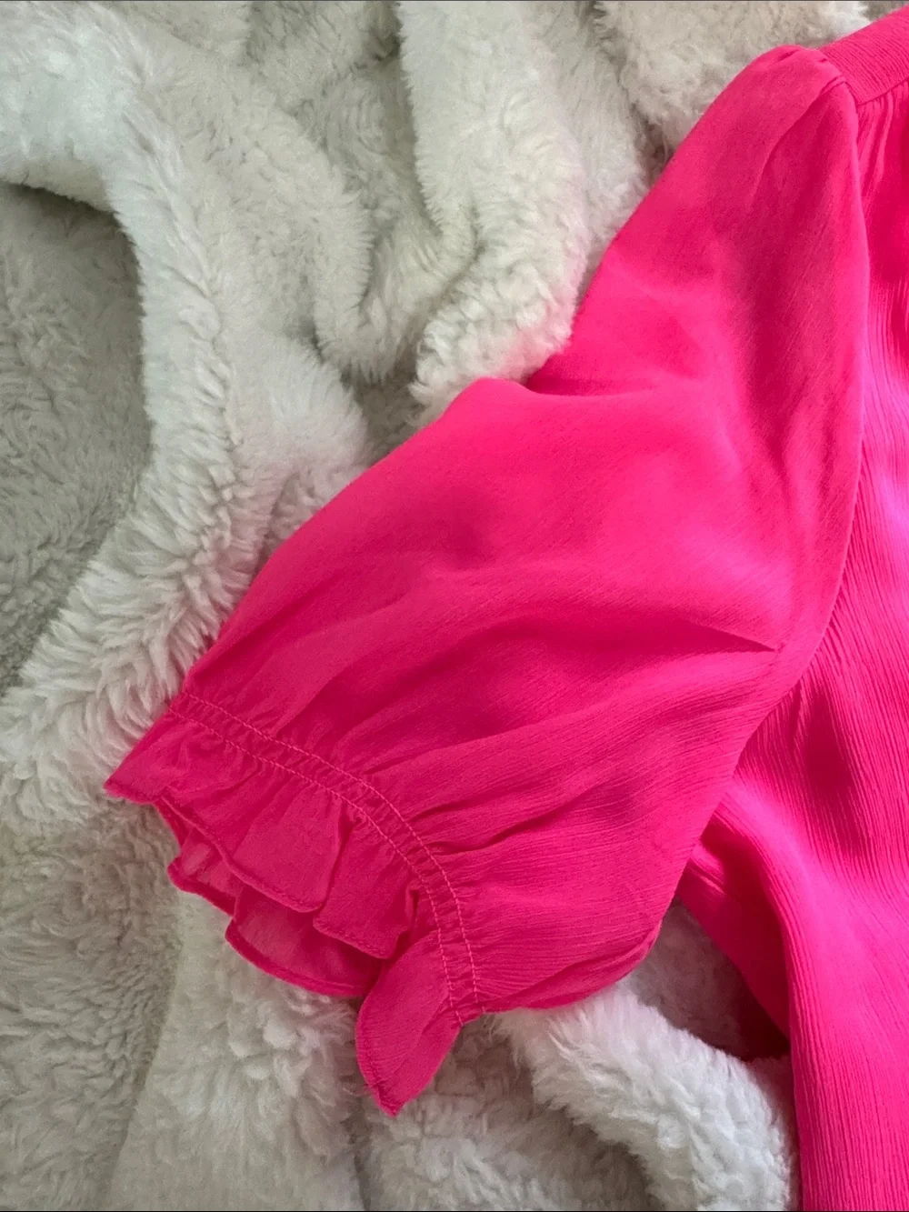 J. Crew Bright Fuchsia V-Neck Button-Front Blouse